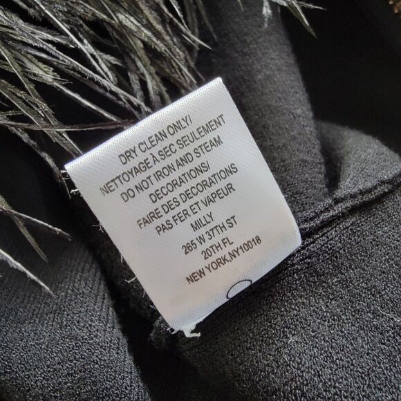 Milly Minis Feathered Hem Dress Size 8 Girls Black Sleeveless - Picture 7 of 8